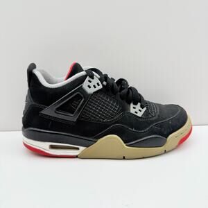 Nike Air Jordan 4 Retro Bred GS Mens Size 5.5 Black Sneakers Shoes 408452060